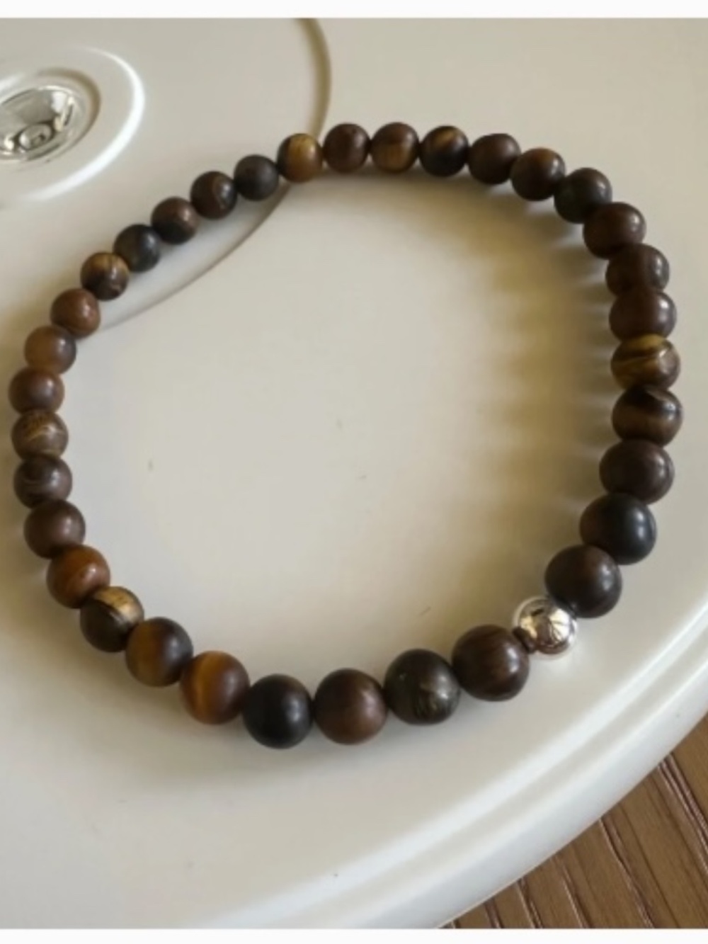 Classic 6mm Brown Tiger Eye Stretch Bracelet Sterling Silver Beaded Bracelet NEW - Picture 6 of 6